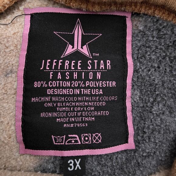 Jeffree Star Cosmetics Hoodie Size Large Tie-Dye Tan Beige Black Sweatshirt 3XL - Picture 5 of 10